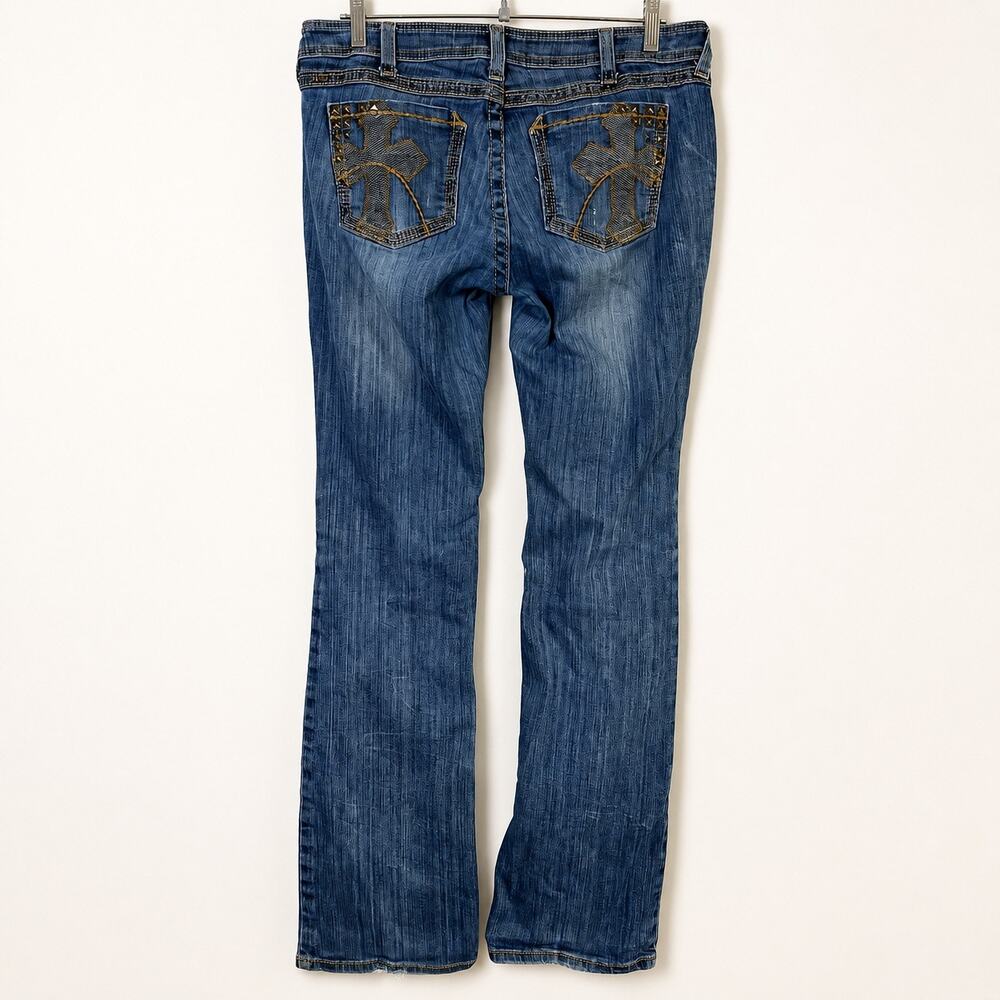 Ariat Women’s Bootcut Jeans 31L Ruby Cross Studded Distressed Western